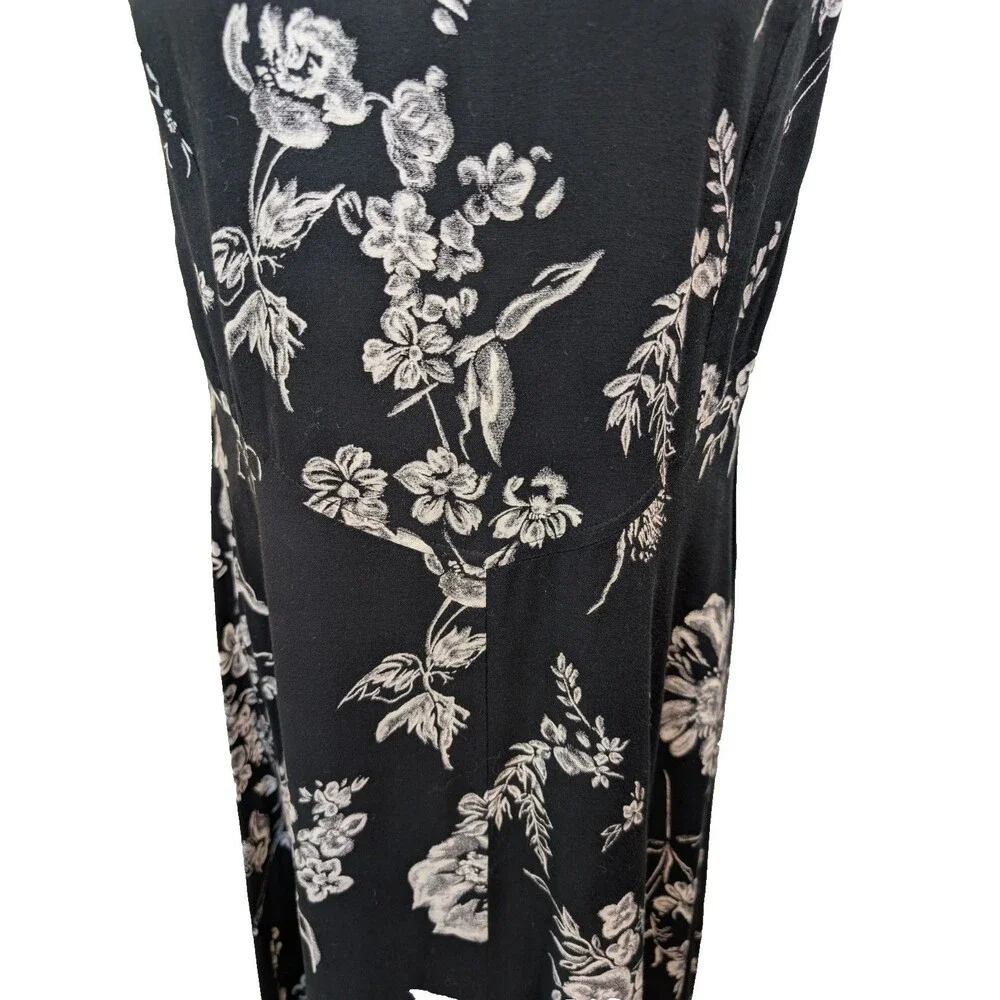 All That Jazz Vintage Maxi Dress Floral 90s Black White Style A13894 Size 11/12